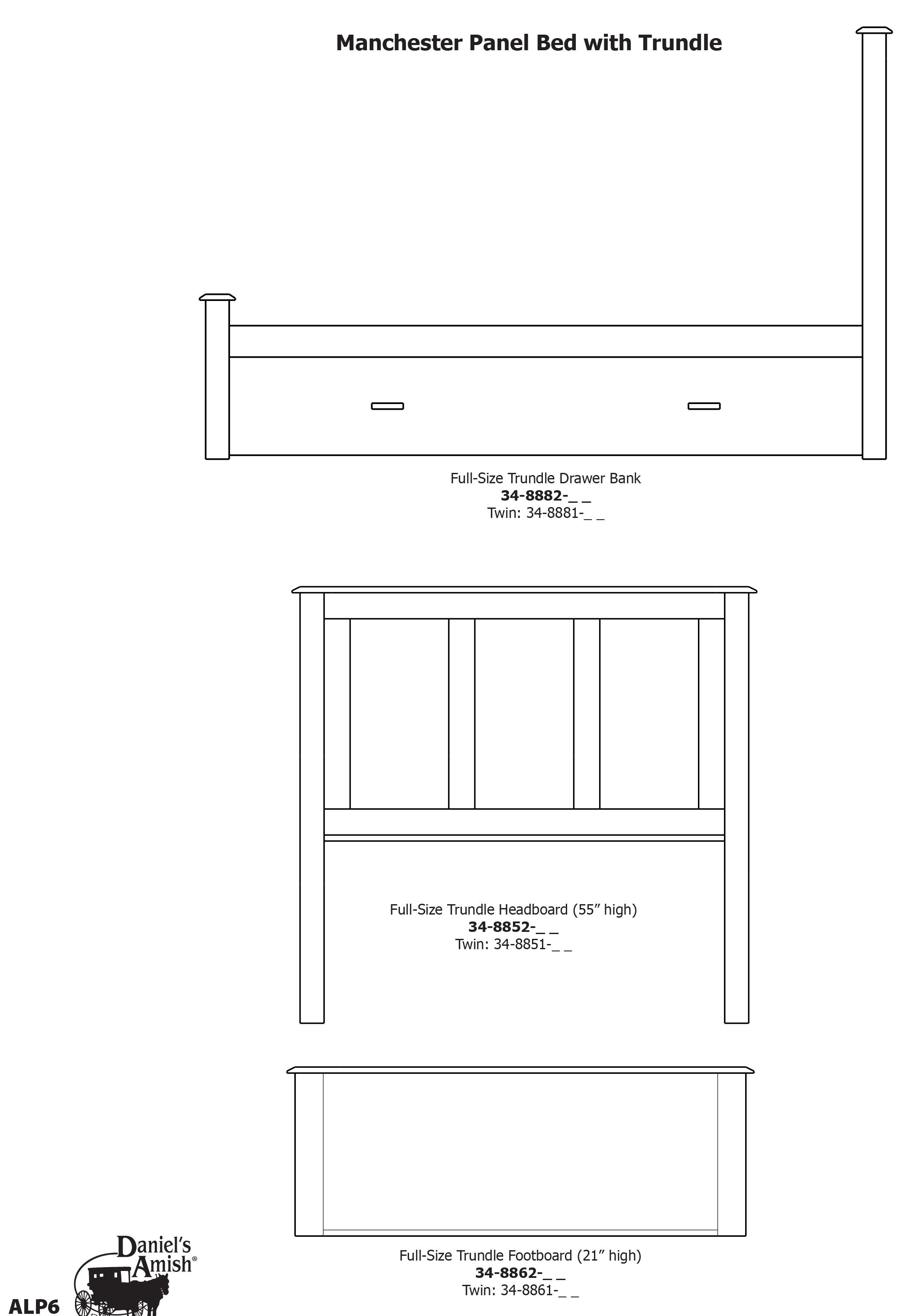 Daniels Amish Manchester 308811+31+01 Solid Wood Twin Bed with Low Footboard Virginia